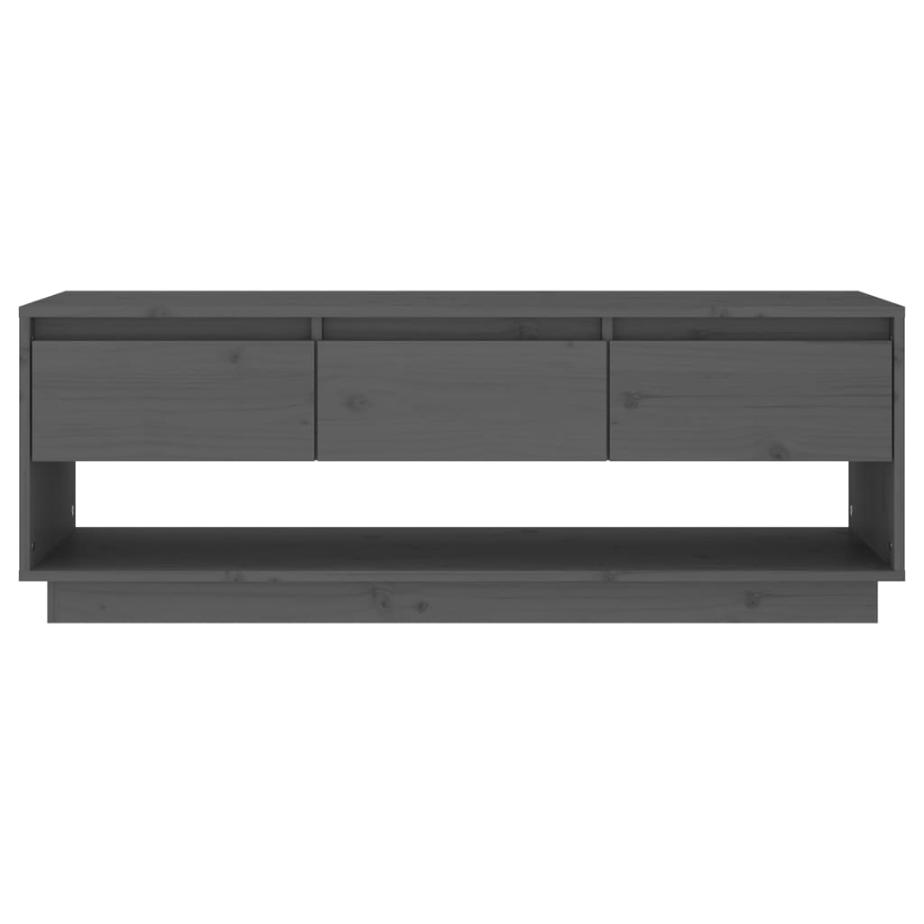 TV-Schrank Grau 110,5x34x40 cm Massivholz Kiefer