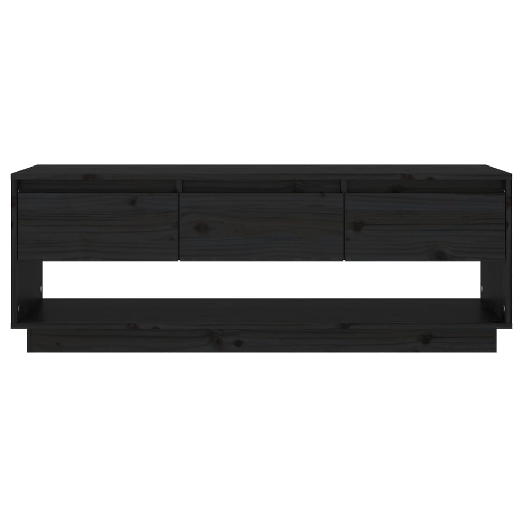 TV-Schrank Schwarz 110,5x34x40 cm Massivholz Kiefer