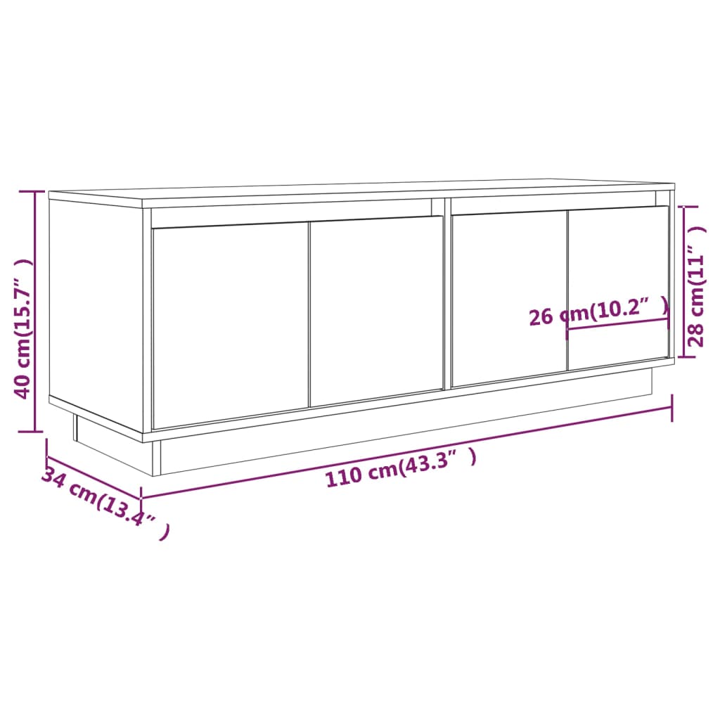 TV-Schrank 110x34x40 cm Massivholz Kiefer