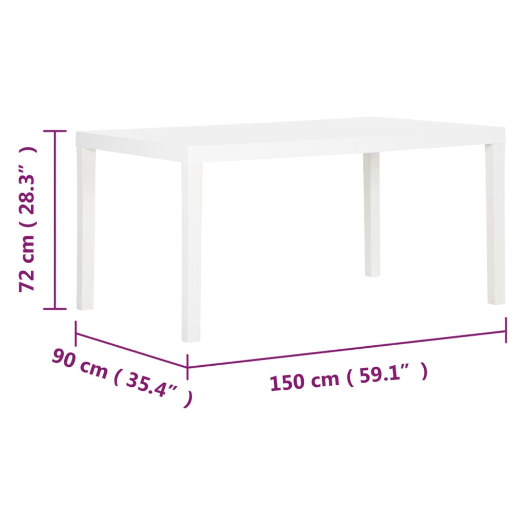 Gartentisch 150x90x72 cm PP Weiß