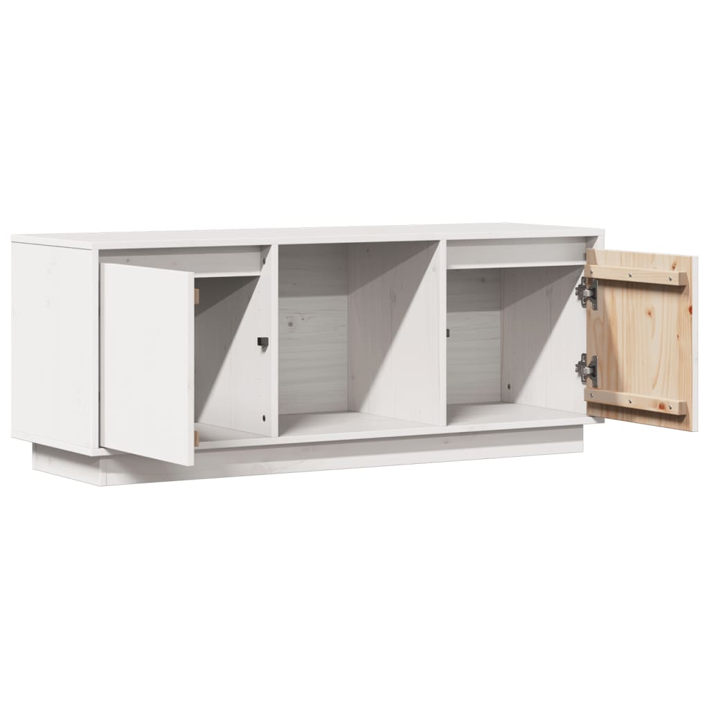 TV-Schrank Weiß 110,5x35x44 cm Massivholz Kiefer