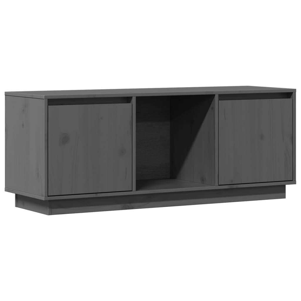 TV-Schrank Grau 110,5x35x44 cm Massivholz Kiefer