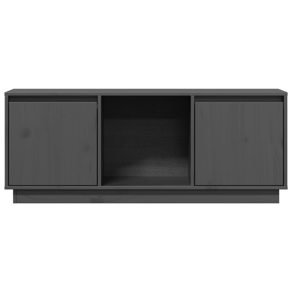 TV-Schrank Grau 110,5x35x44 cm Massivholz Kiefer