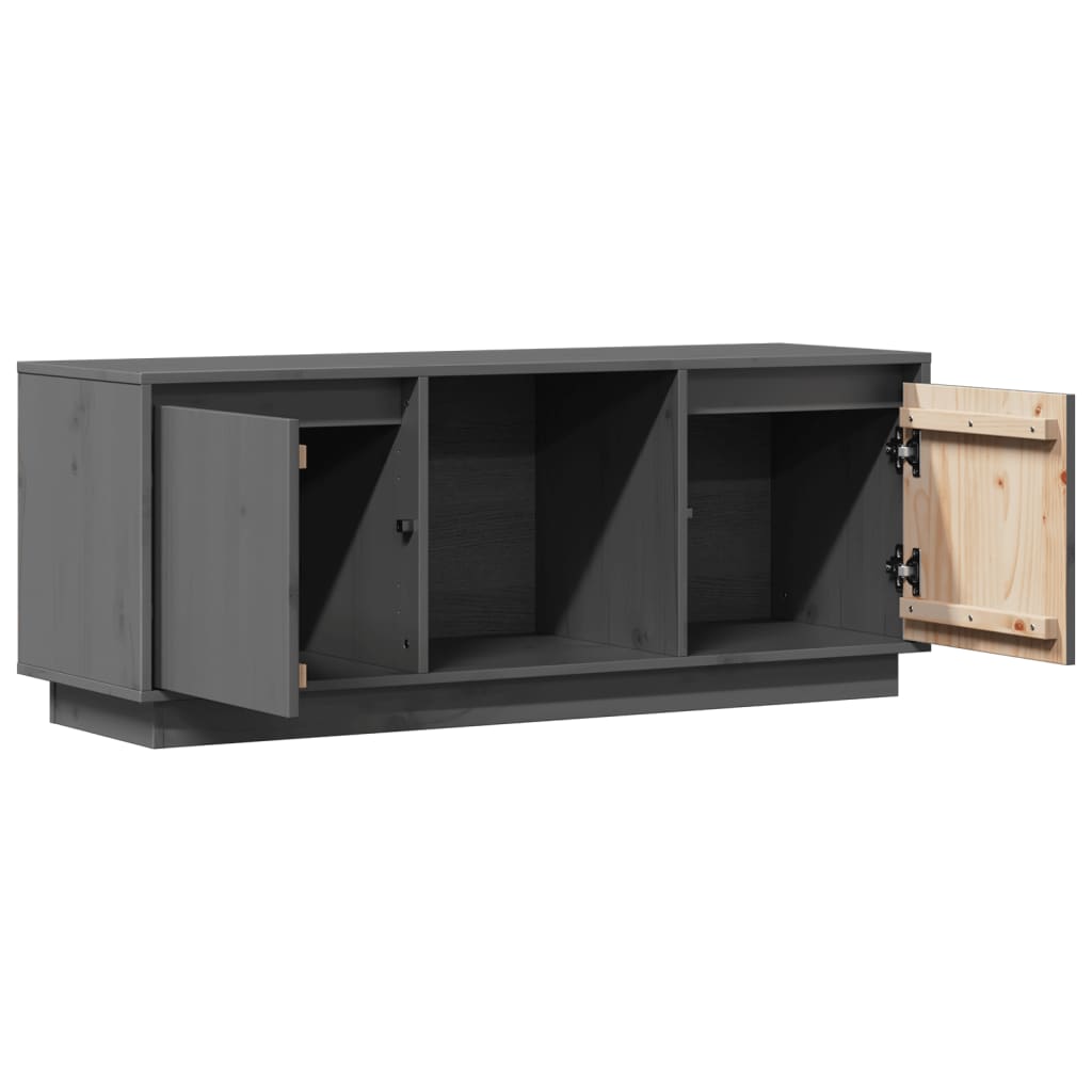 TV-Schrank Grau 110,5x35x44 cm Massivholz Kiefer