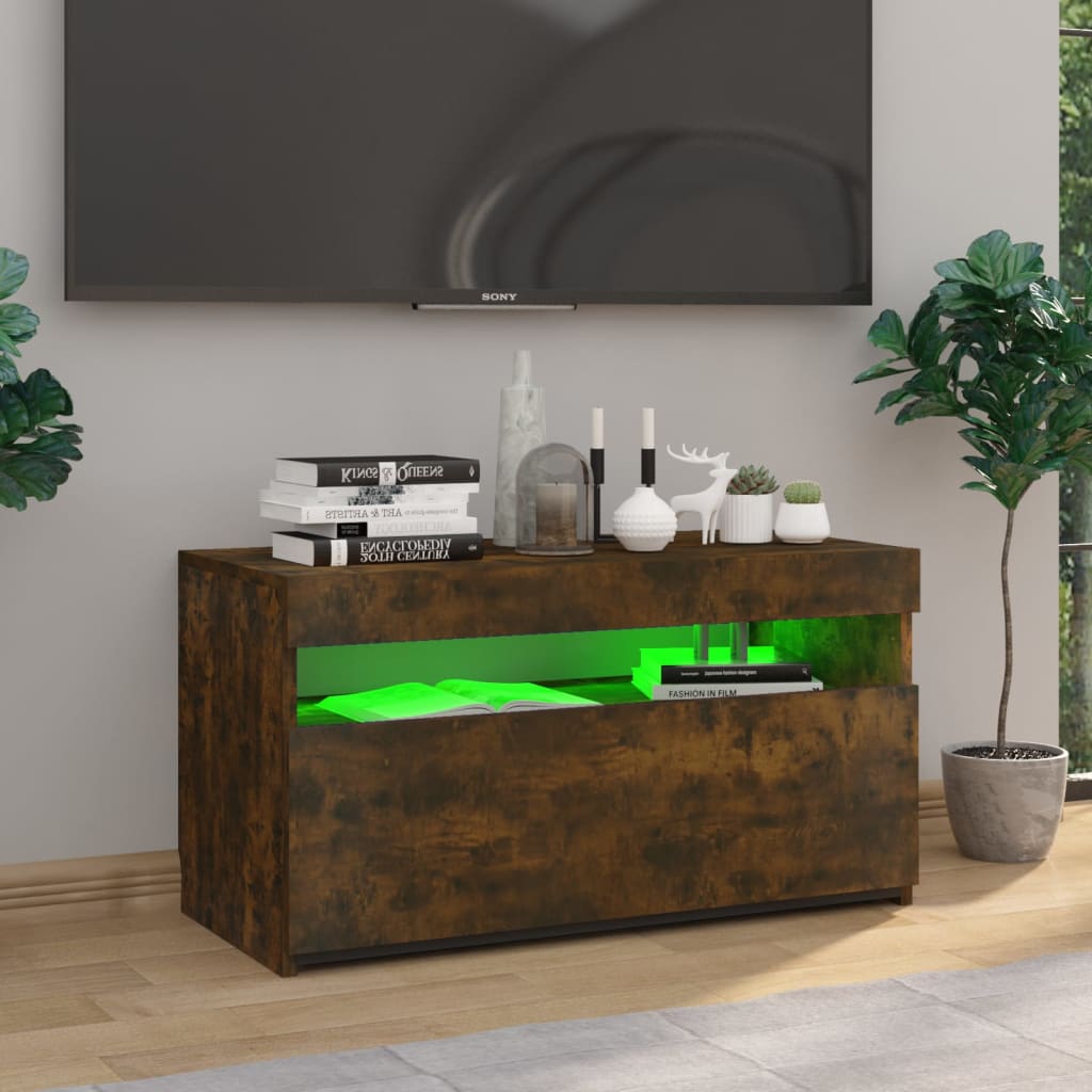 TV-Schrank mit LED-Leuchten Räuchereiche 75x35x40 cm