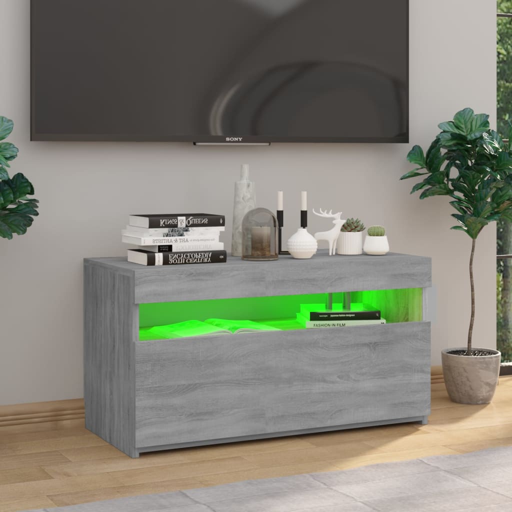 TV-Schrank mit LED-Leuchten Grau Sonoma 75x35x40 cm