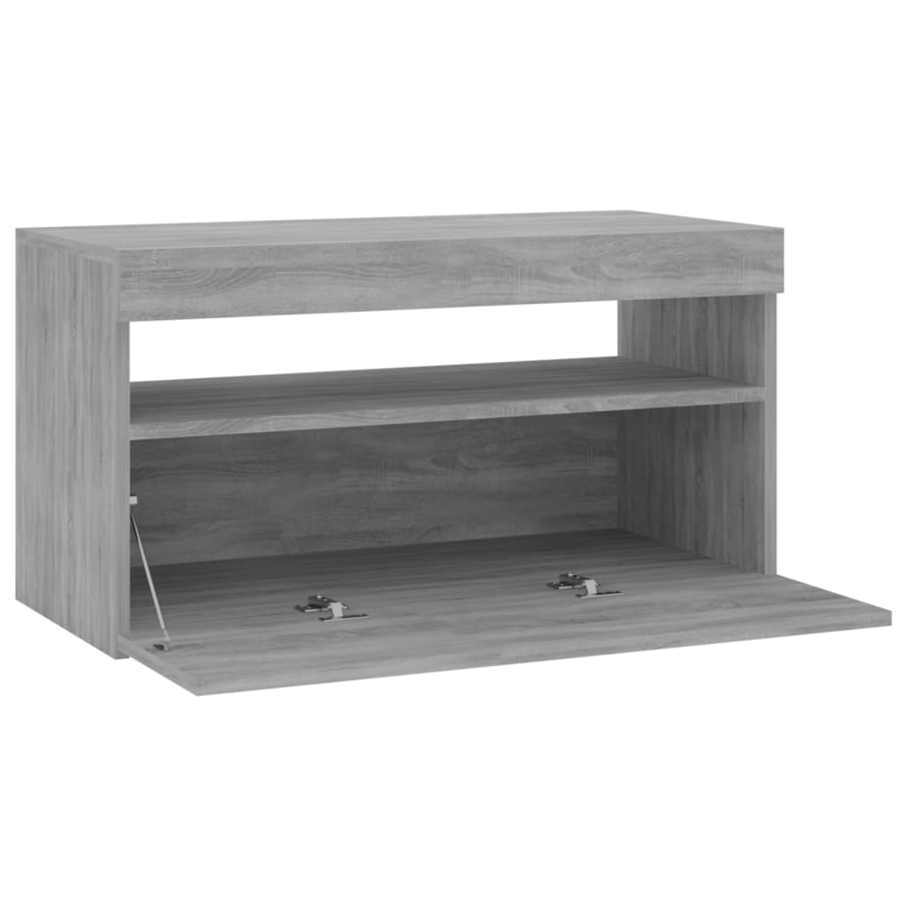 TV-Schrank mit LED-Leuchten Grau Sonoma 75x35x40 cm