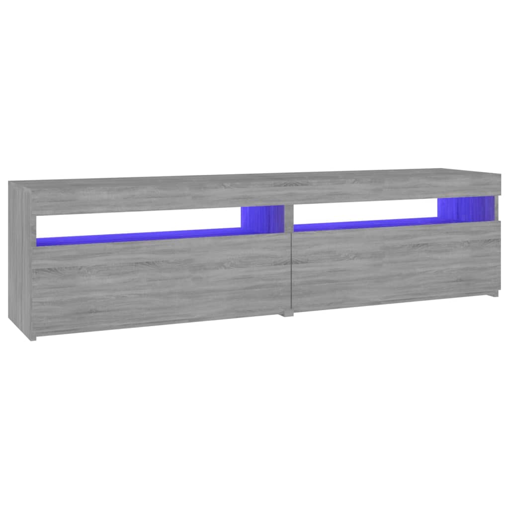 TV-Schrank mit LED-Leuchten 2 Stück Grau Sonoma 75x35x40 cm