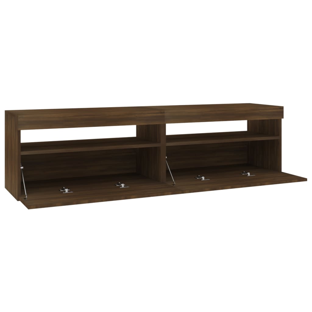 TV-Schrank mit LED-Leuchten 2Stk. Braun Eichen-Optik 75x35x40cm