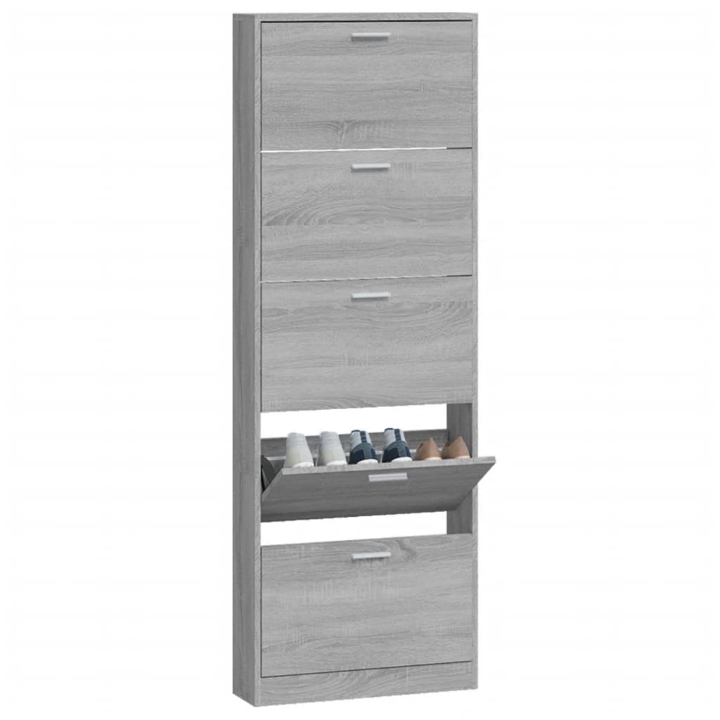 Schuhschrank Grau Sonoma 59x17x169 cm Holzwerkstoff