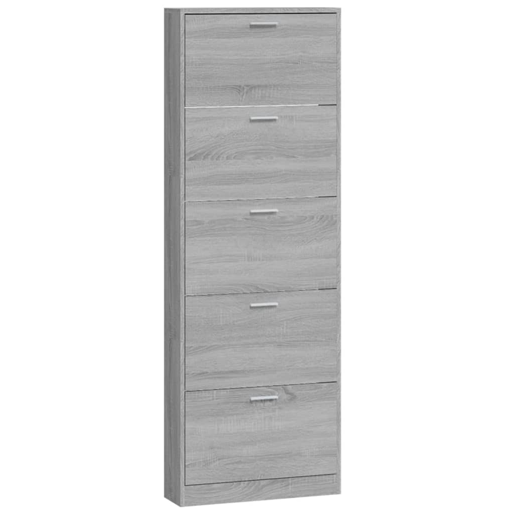 Schuhschrank Grau Sonoma 59x17x169 cm Holzwerkstoff