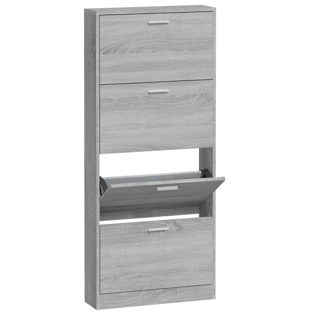 Schuhschrank Grau Sonoma 59x17x150 cm Holzwerkstoff