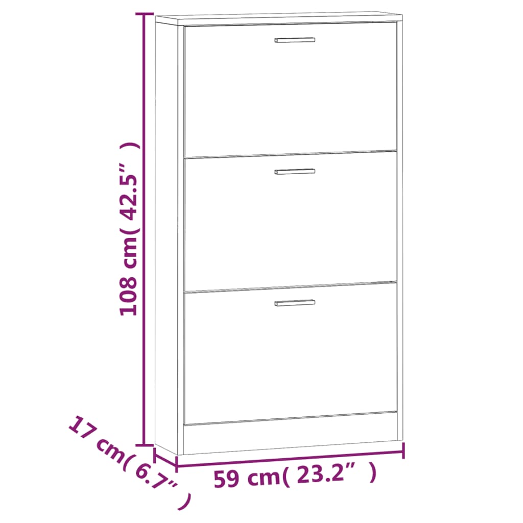 Schuhschrank Betongrau 59x17x108 cm Holzwerkstoff