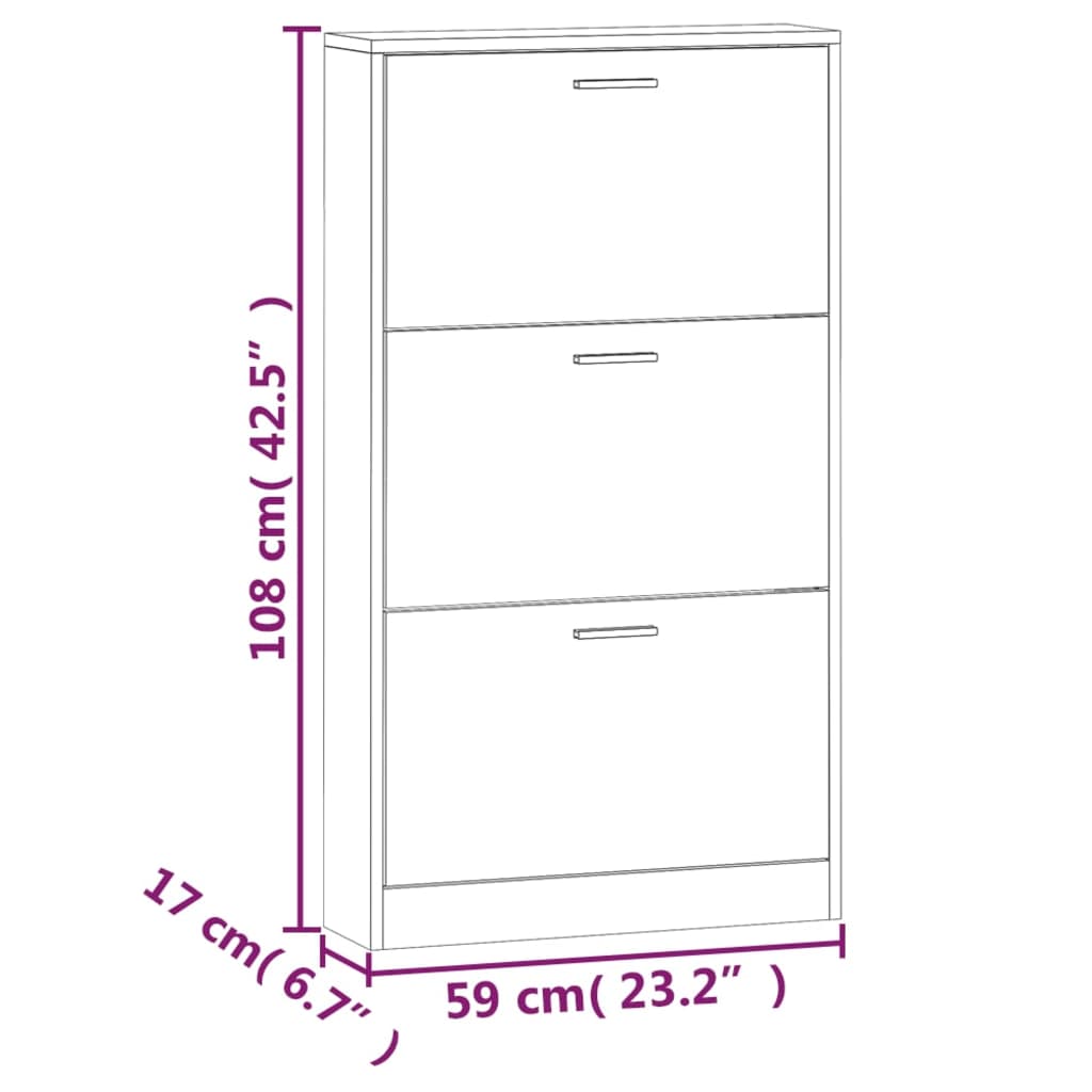 Schuhschrank Räuchereiche 59x17x108 cm Holzwerkstoff