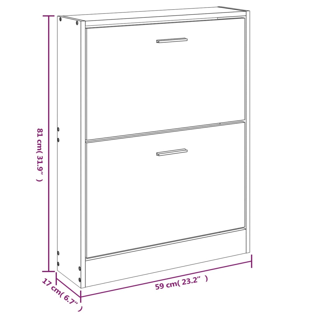 Schuhschrank Räuchereiche 59x17x81 cm Holzwerkstoff