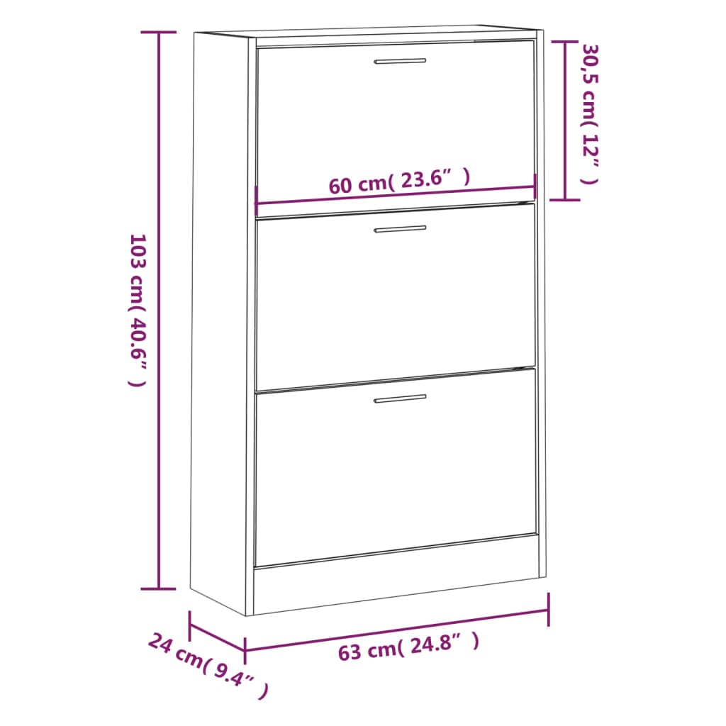 Schuhschrank Weiß 63x24x103 cm Holzwerkstoff