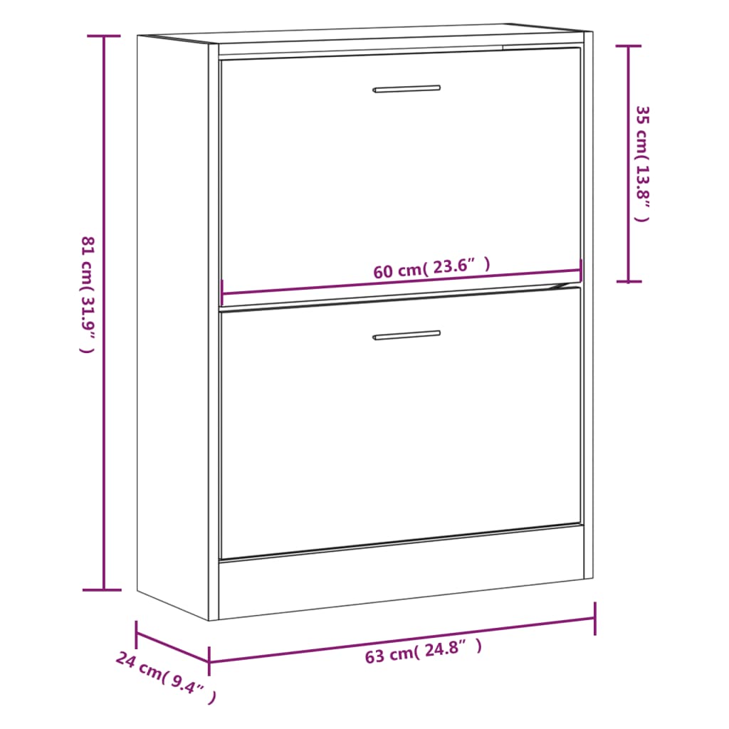 Schuhschrank Hochglanz-Weiß 63x24x81 cm Holzwerkstoff