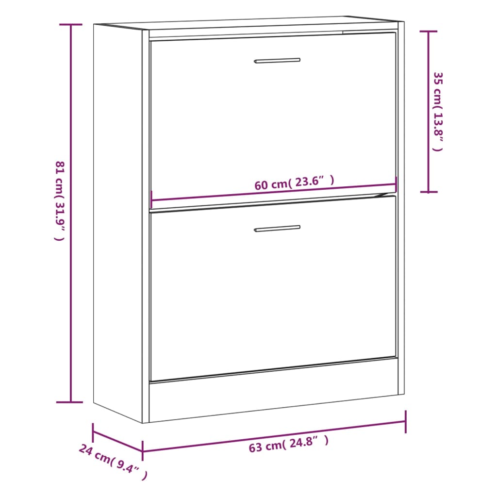 Schuhschrank Räuchereiche 63x24x81 cm Holzwerkstoff