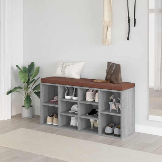 Schuhbank Grau Sonoma 103x30x48 cm Holzwerkstoff