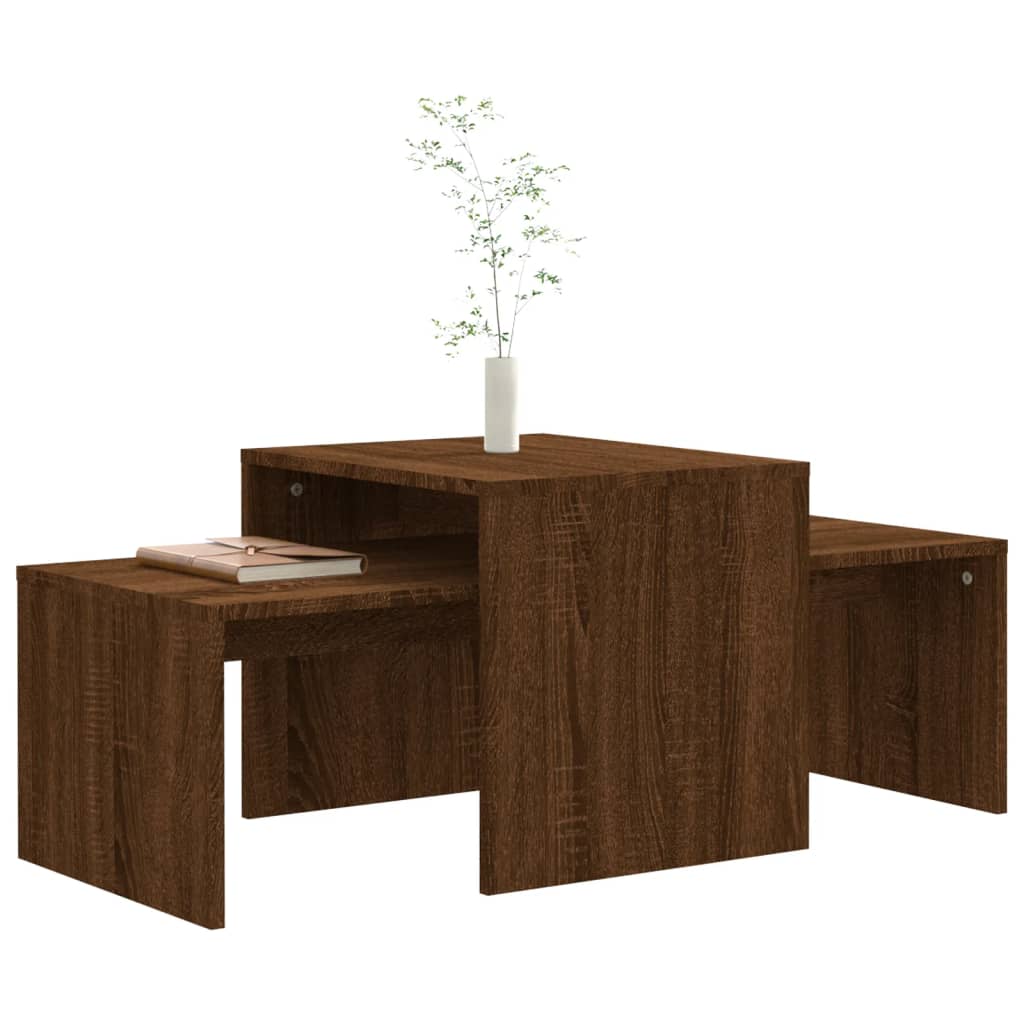 Couchtisch-Set Braun Eichen-Optik 100x48x40 cm Holzwerkstoff