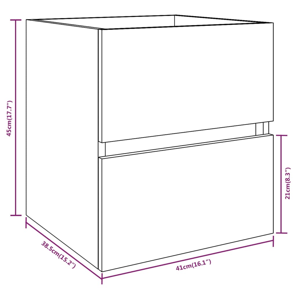 Waschbeckenunterschrank Räuchereiche 41x38,5x45cm Holzwerkstoff