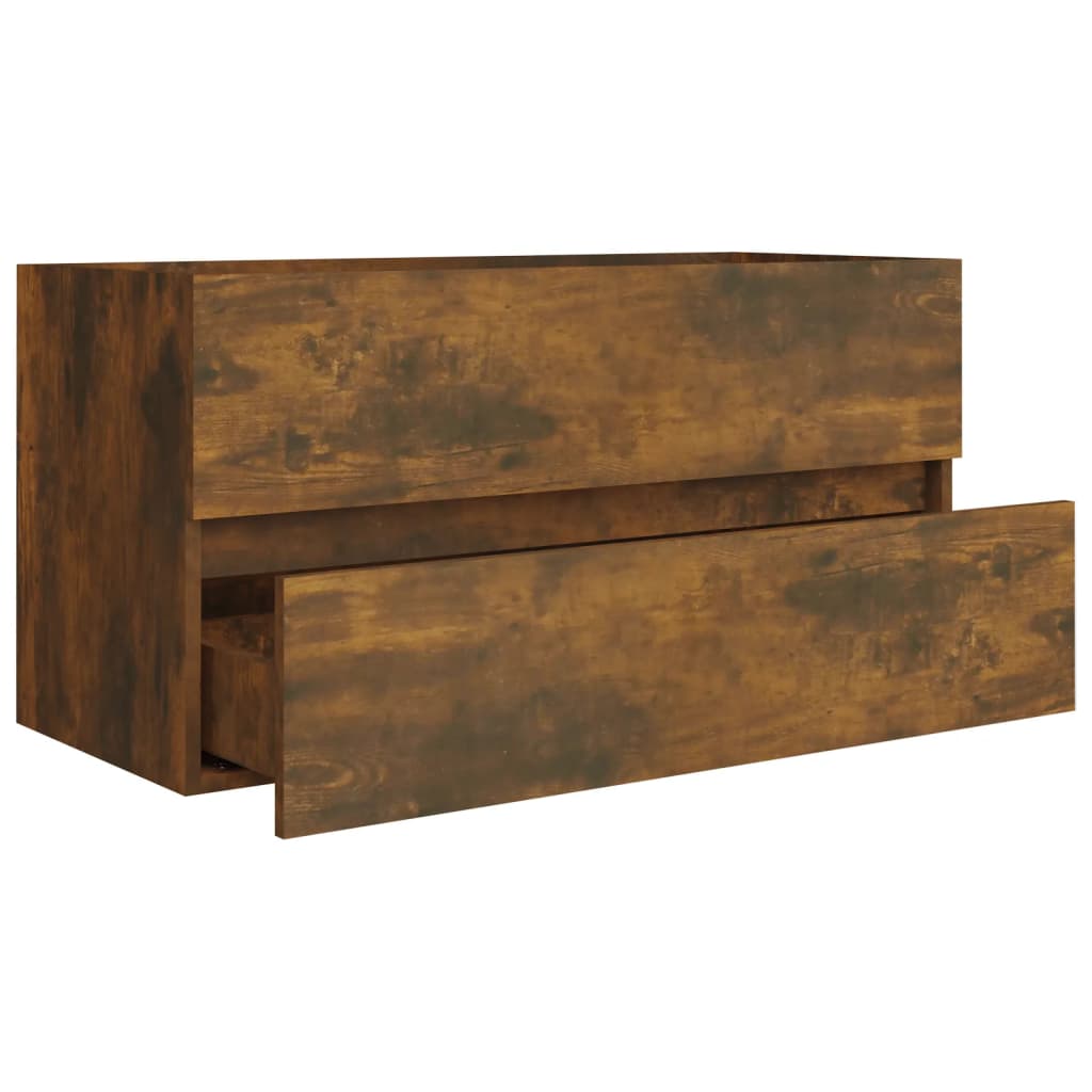 Waschbeckenschrank Räuchereiche 90x38,5x45 cm Holzwerkstoff