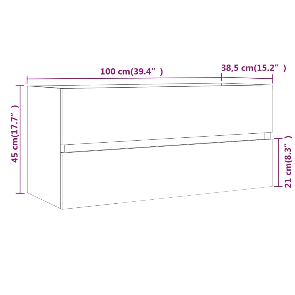 Waschbeckenschrank Räuchereiche 100x38,5x45 cm Holzwerkstoff