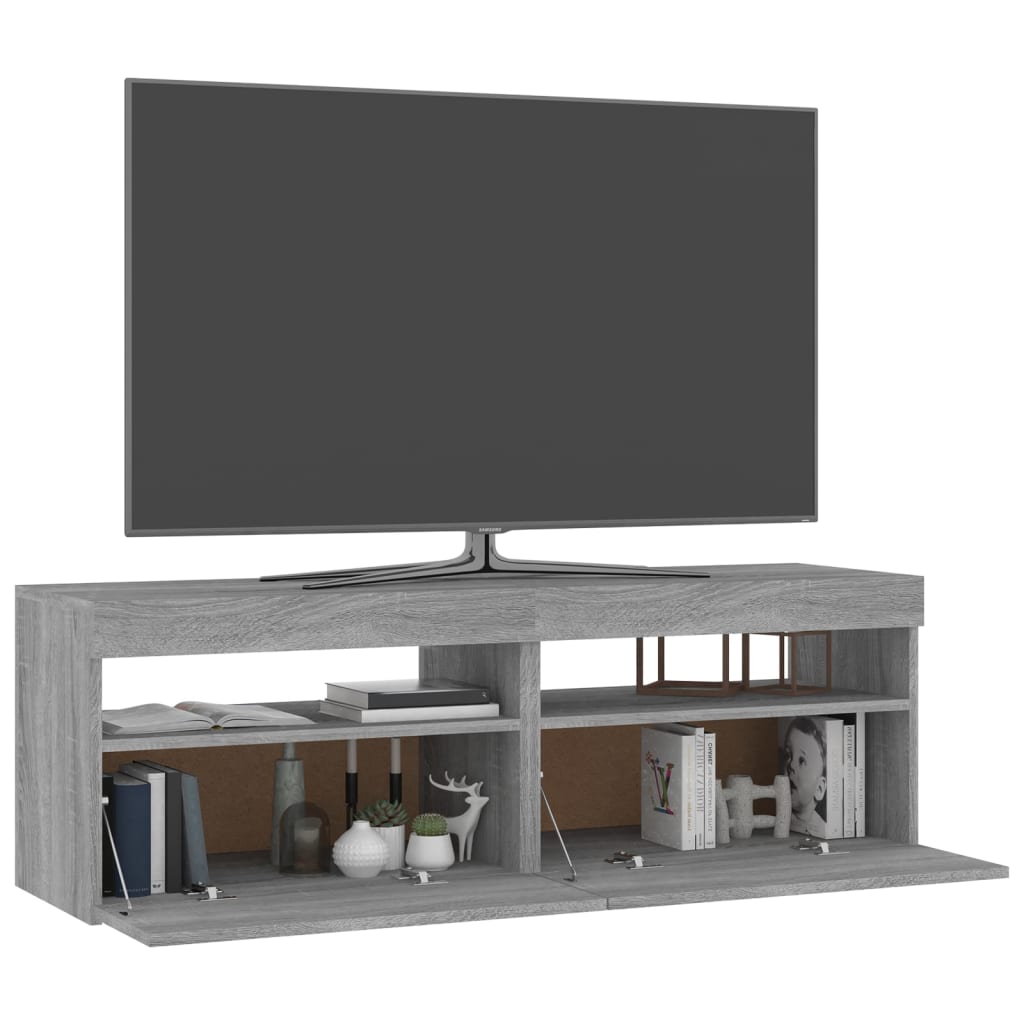 TV-Schränke 2 Stk. mit LED-Leuchten Grau Sonoma 60x35x40 cm