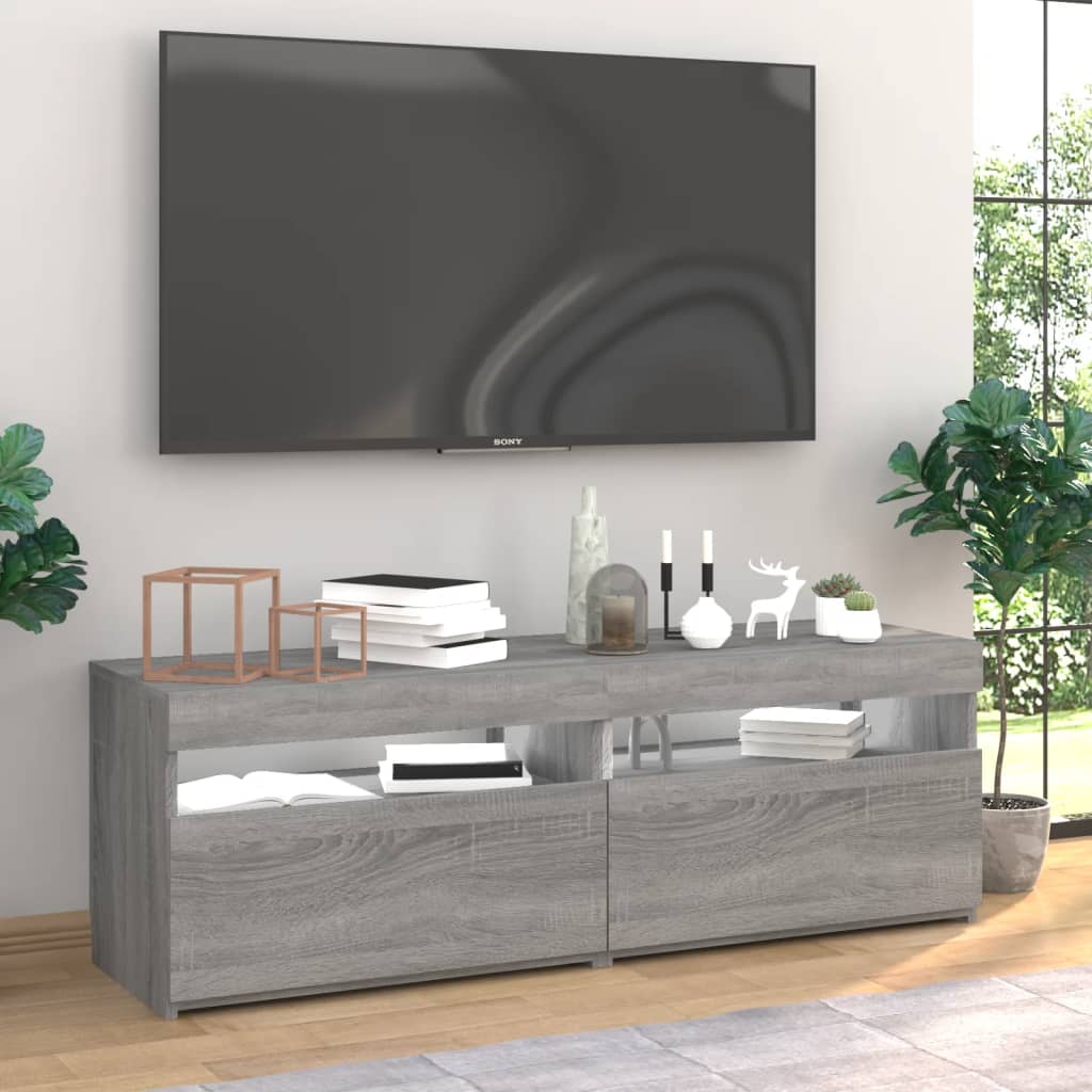 TV-Schränke 2 Stk. mit LED-Leuchten Grau Sonoma 60x35x40 cm