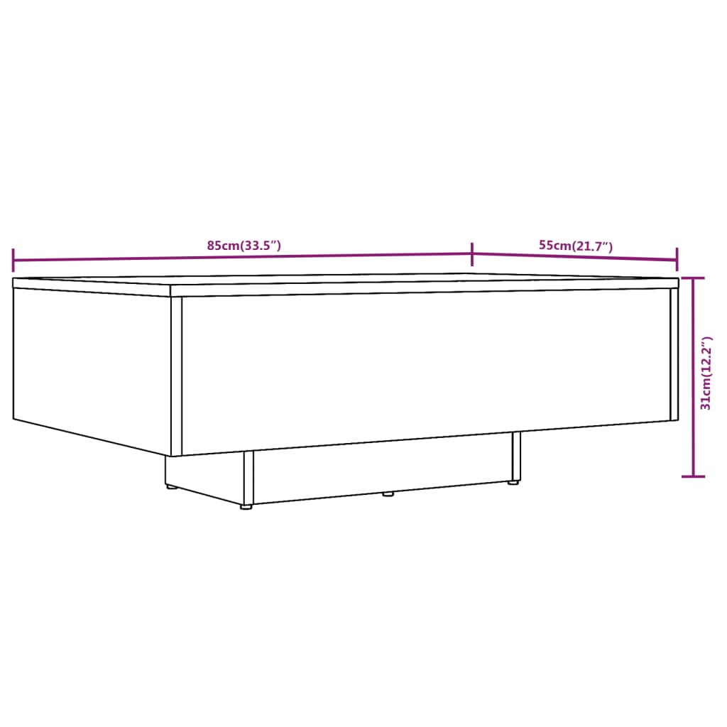 Couchtisch Braun Eichen-Optik 85x55x31 cm Holzwerkstoff