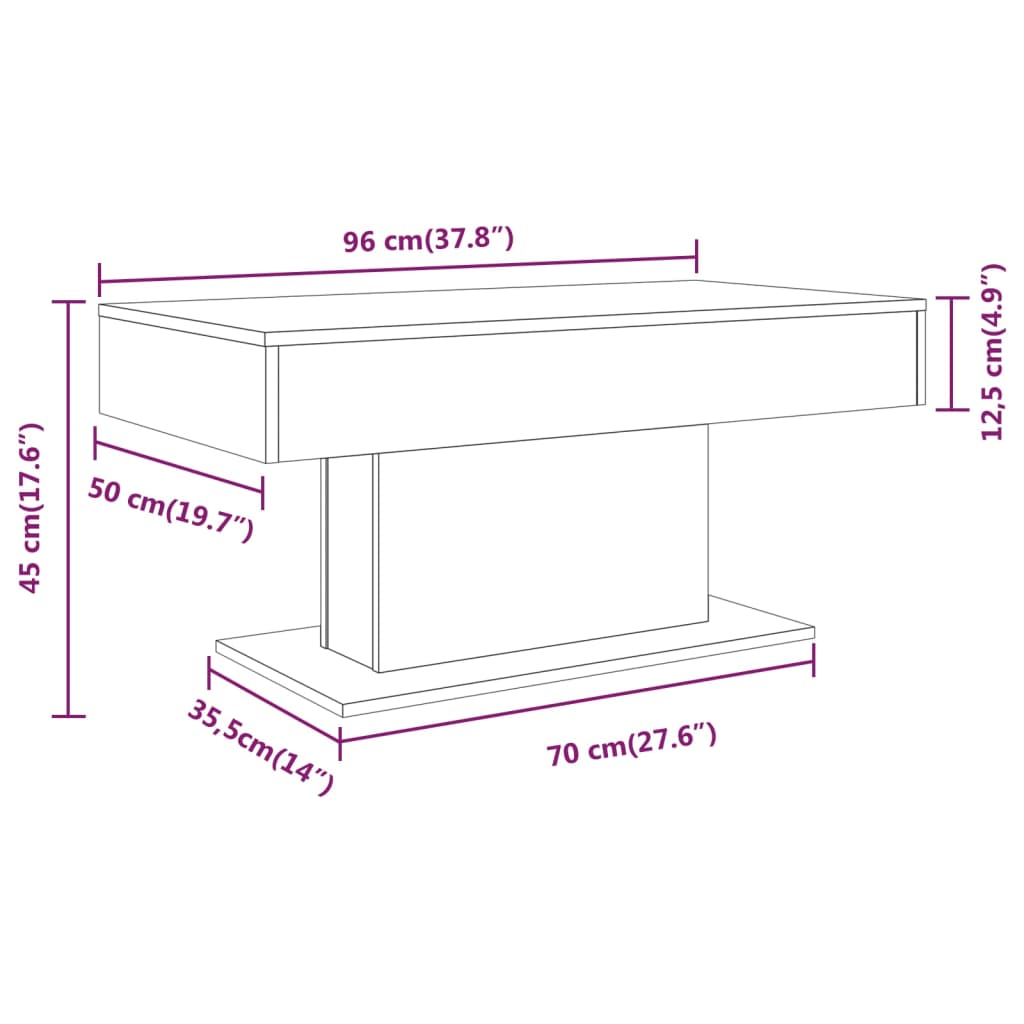 Couchtisch Grau Sonoma 96x50x45 cm Holzwerkstoff