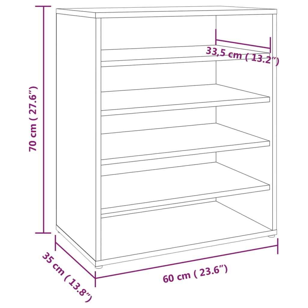 Schuhschrank Räuchereiche 60x35x70 cm Holzwerkstoff