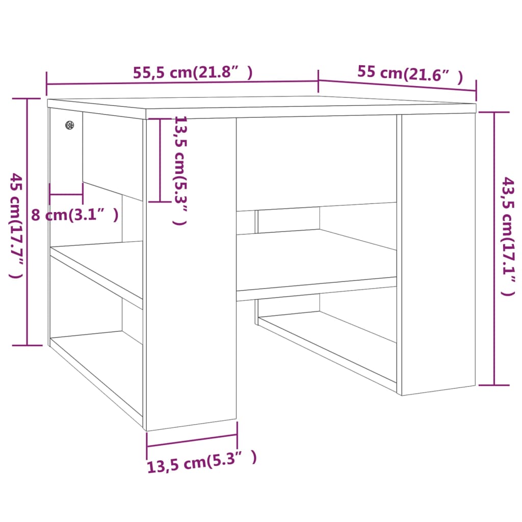 Couchtisch Betongrau 55,5x55x45 cm Holzwerkstoff