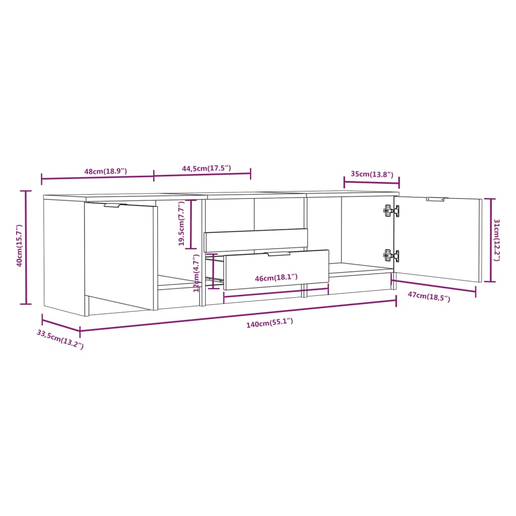 TV-Schrank Weiß 140x35x40 cm Holzwerkstoff