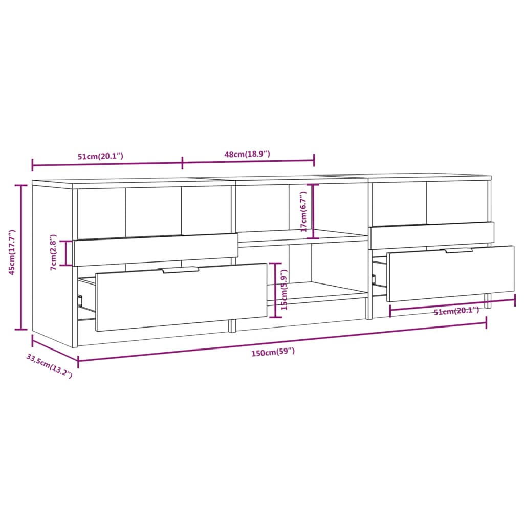 TV-Schrank Weiß 150x33,5x45 cm Holzwerkstoff