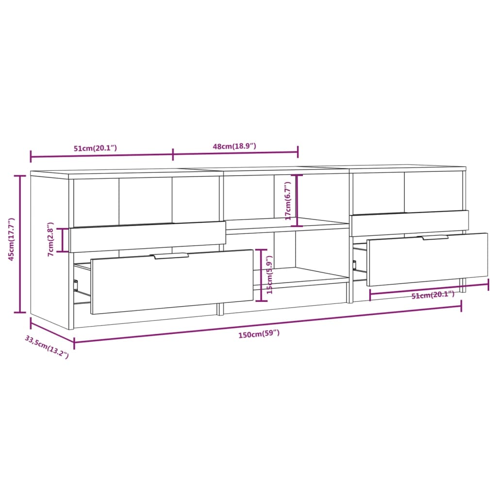 TV-Schrank Hochglanz-Weiß 150x33,5x45 cm Holzwerkstoff