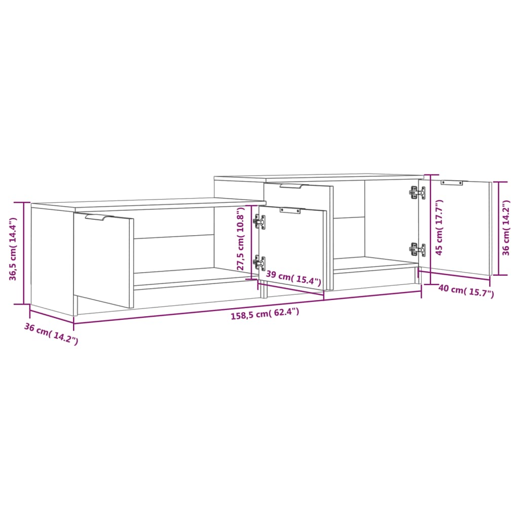 TV-Schrank Hochglanz-Weiß 158,5x36x45 cm Holzwerkstoff