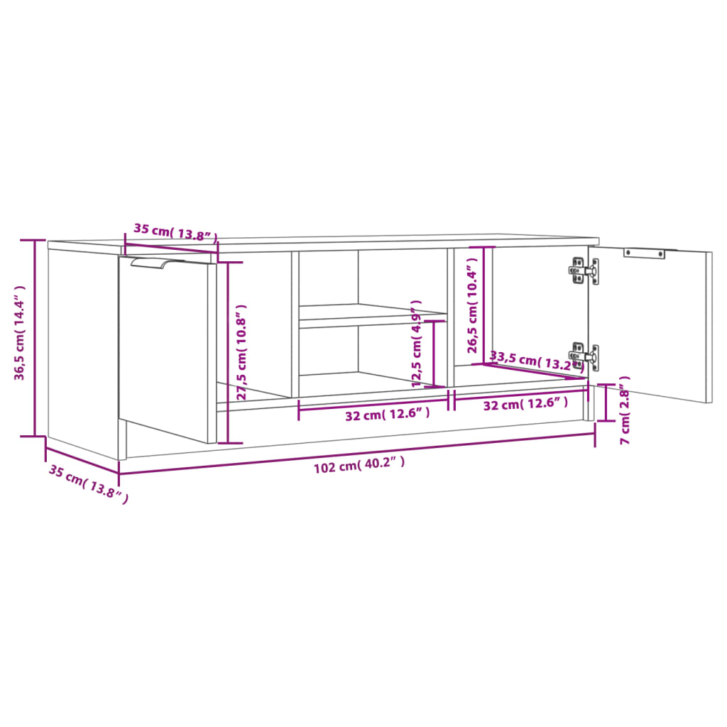 TV-Schrank Räuchereiche 102x35x36,5 cm Holzwerkstoff