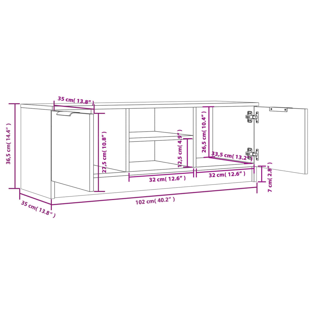 TV-Schrank Grau Sonoma 102x35x36,5 cm Holzwerkstoff