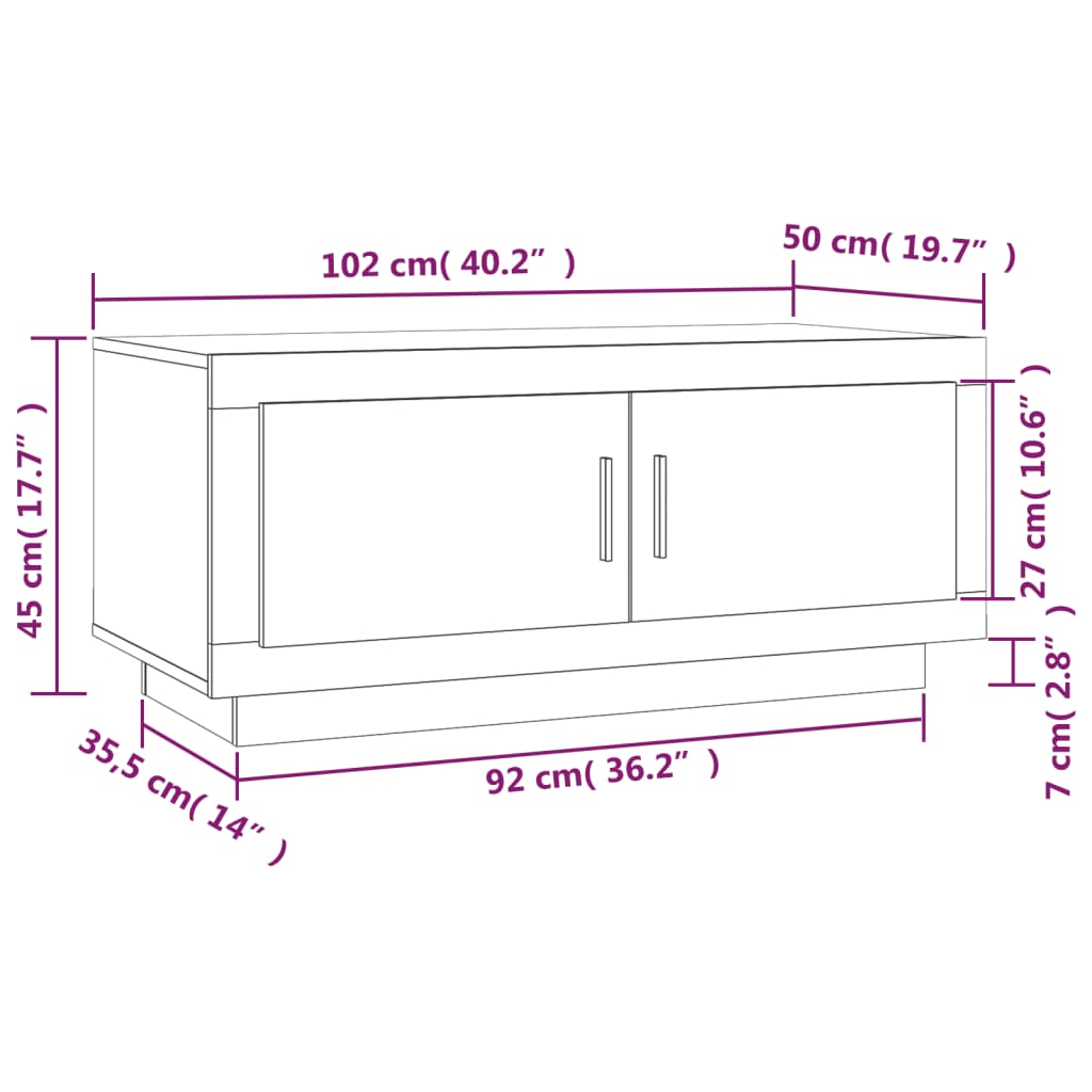 Couchtisch Räuchereiche 102x50x45 cm Holzwerkstoff