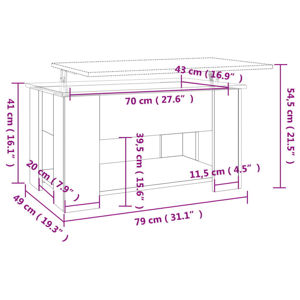 Couchtisch Grau Sonoma 79x49x41 cm Holzwerkstoff