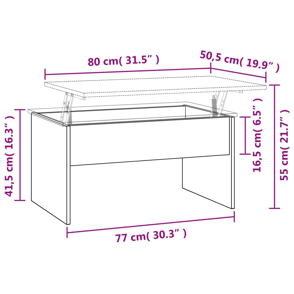 Couchtisch Grau Sonoma 80x50,5x41,5 cm Holzwerkstoff