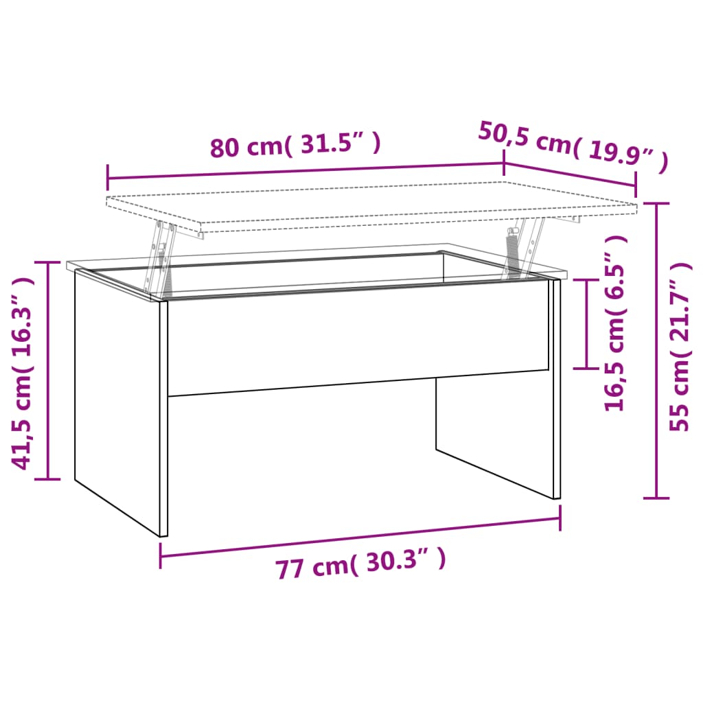 Couchtisch Braun Eichen-Optik 80x50,5x41,5 cm Holzwerkstoff