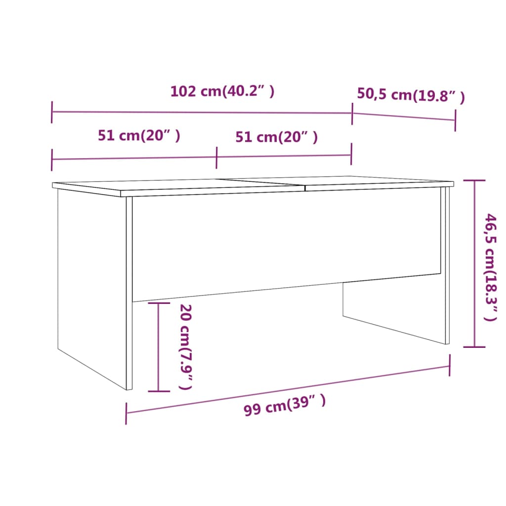 Couchtisch Räuchereiche 102x50,5x46,5 cm Holzwerkstoff