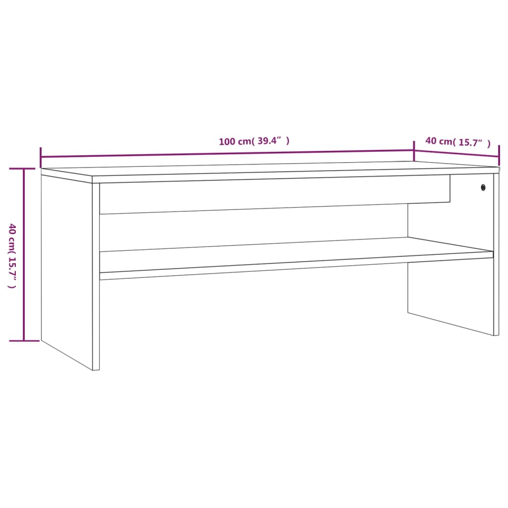 Couchtisch Grau Sonoma 100x40x40 cm Holzwerkstoff