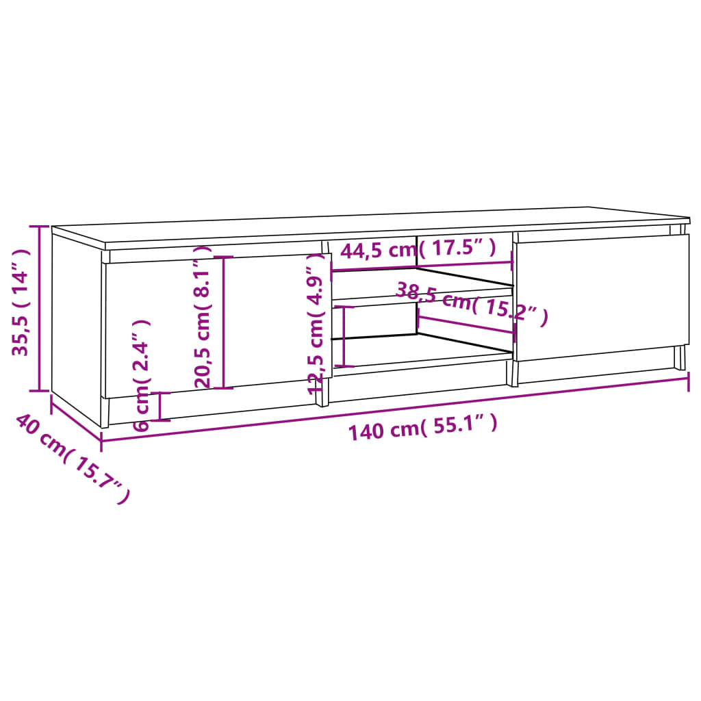 TV-Schrank Räuchereiche 140x40x35,5 cm Holzwerkstoff