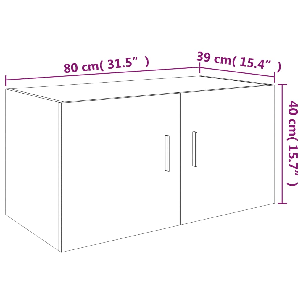 Wandschrank Grau Sonoma 80x39x40 cm Holzwerkstoff