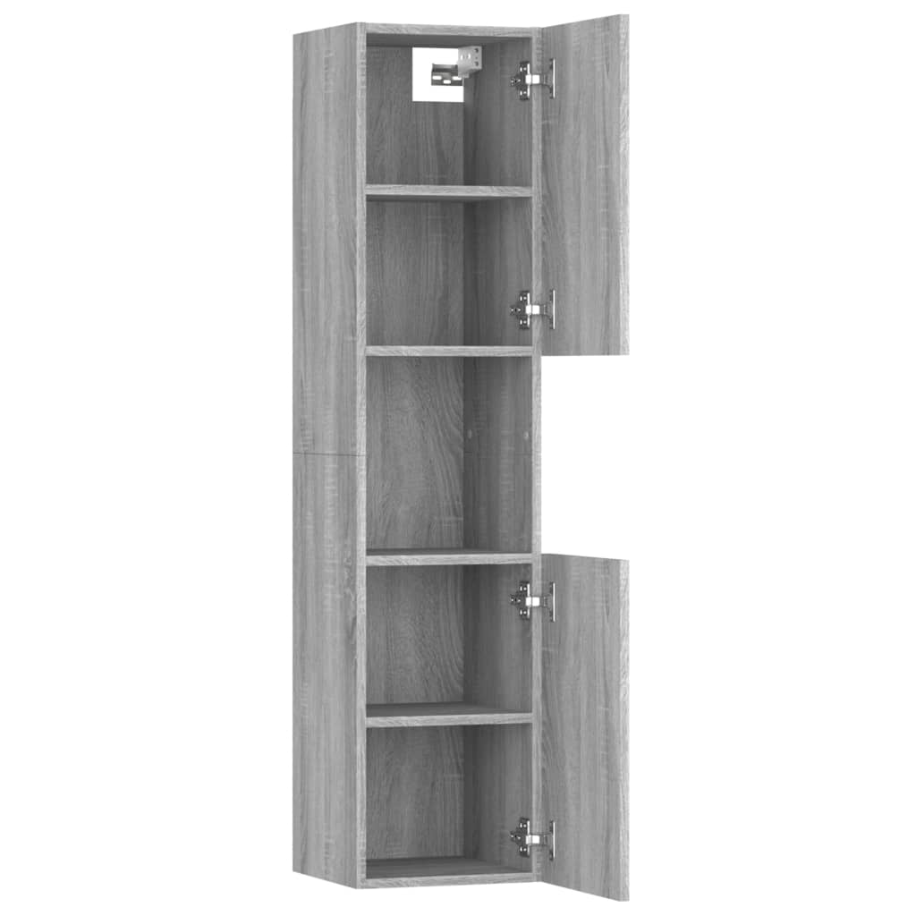 Badezimmerschrank Grau Sonoma 30x30x130 cm Holzwerkstoff