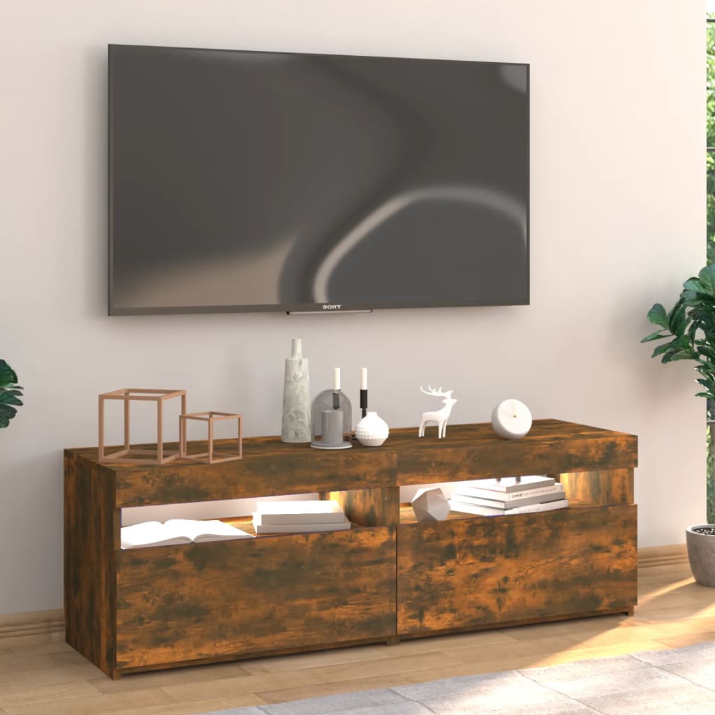 TV-Schrank mit LED-Leuchten Räuchereiche 120x35x40 cm