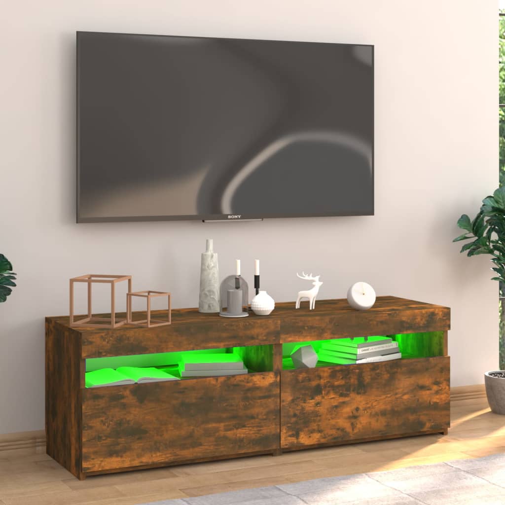 TV-Schrank mit LED-Leuchten Räuchereiche 120x35x40 cm